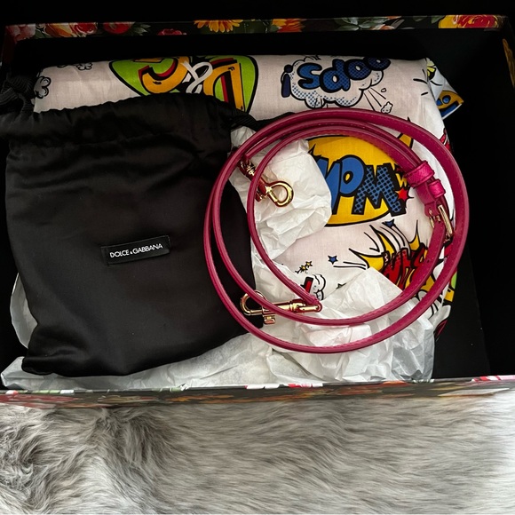 DOLCE & GABBANA Dauphine Oops Patch Medium Miss Sicily Satchel Rosa Geranio EUC - Picture 10 of 13